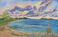 Chenay Bay looking west at Sunset with Grean Cay, St. Croix, USVI